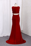 Evening Dresses Spandex Scoop Mermaid With Slit Sweep Train