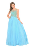 Prom Dresses Scoop Chiffon With Beading A Line Zipper Up