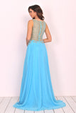 Prom Dresses Scoop Chiffon With Beading A Line Zipper Up