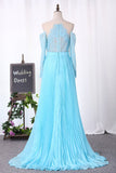 Scoop Long Sleeves Prom Dresses Tulle With Applique A Line