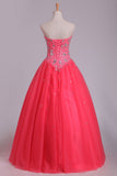 Quinceanera Dresses Ball Gown Sweetheart Floor Length Beaded Bodice Tulle