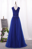 Prom Dresses A Line Scoop Tulle With Beading Floor Length