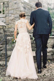 Elegant V-Neck Sleeveless Cap Sleeves Floor-Length Wedding Dress With SJSPRQZPNT7