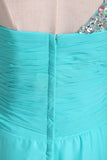 Prom Dress One Shoulder Ruffled Bodice With Rhinestone Beaded Strap