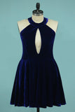 Velvet Cocktail Dresses Scoop Open Back A Line Short/Mini