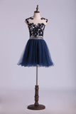 Homecoming Dresses A Line Scoop Short Tulle Dark Navy