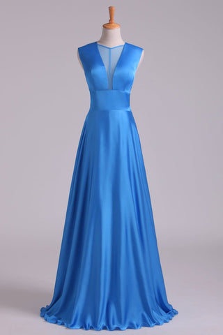 New Arrival V-Neck Prom Dresses A-Line Chiffon Floor-Length