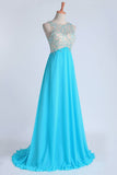 Prom Dresses A Line Scoop Sweep/Brush Chiffon