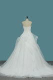 Sweetheart Tulle Wedding Dresses A Line With Applique Sweep Train