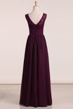 A Line Scoop Lace Bodice Chiffon Floor Length Prom Dress