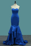 New Arrival Mermaid Sweetheart Satin Evening Dresses Sweep Train