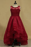 Asymmetrical Scoop Prom Dresses A Line Organza With Applique