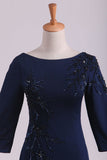 3/4 Length Sleeve Mother Of The Bride Dresses Bateau Spandex With Beads