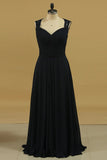 Bridesmaid Dresses A Line Straps With Ruffles And Sash Chiffon