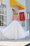 Prom Dresses Scoop Chiffon With Applique And Ruffles A Line