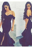 Off Shoulder Prom Dress Navy Blue Prom Dress Mermaid Prom Dress Long Evening Dresses JS977