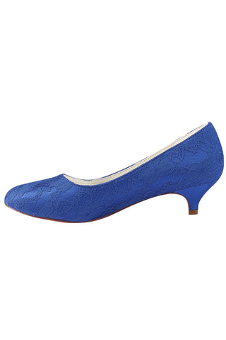 Charming Lace Royal Blue Custom Made Wedding Shoes L-921