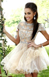 Homecoming dress Short Charming Prom Dress Cap Sleeves Backless Prom Dress BD618