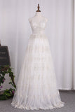 New Arrival Spaghetti Straps A Line Lace Wedding Dresses Open Back