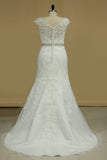 Plus Size Wedding Dresses Mermaid Tulle With Applique Court Train