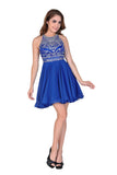 A Line/Princess Halter Homecoming Dresses Tulle & Chiffon Beaded Bodice