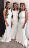 New Arrival Bridesmaid Dresses Mermaid Scoop Satin Sweep Train