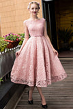 New Arrival Bateau Lace With Beads And Sash A Line Prom Dresses