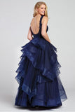 Prom Dresses A Line Tulle With Beads Floor Length