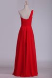 One Shoulder A Line Chiffon With Ruffles Floor Length Bridesmaid Dresses