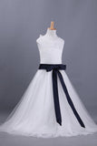 Flower Girl Dresses A Line Scoop Ankle-Length Lace & Tulle