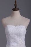 White Sweetheart Wedding Dresses Tulle With Applique & Beads Mermaid/Trumpet