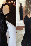 Hot Sexy Sequins Mermaid Prom Dresses Halter Open Back Zipper Up