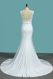 V Neck Open Back Spandex Wedding Dresses With Applique Mermaid