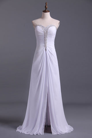 New Arrival White Sheath/Column Sweetheart Chiffon Floor Length