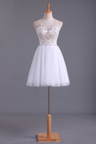 Homecoming Dresses Scoop A Line Tulle With Beading Short/Mini