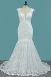 Wedding Dresses Straps Mermaid Tulle With Applique Sweep Train