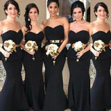 Elegant Mermaid Black Sweetheart Strapless Bridesmaid Dresses with Lace SJS20462