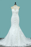 Mermaid Wedding Dresses Scoop Lace With Applique New Arrival