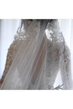 Luxurious Long Sleeves Scoop A Line Lace Wedding Dresses With Pearls Royal Train