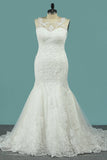 Wedding Dresses Mermaid/Trumpet Scoop Tulle With Applique Court Train