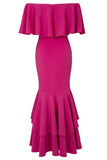 Mermaid Boat Neck Polyester Prom Dresses Asymmetrical