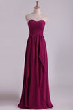 Bridesmaid Dresses A Line Sweetheart Floor Length With Ruffles Chiffon