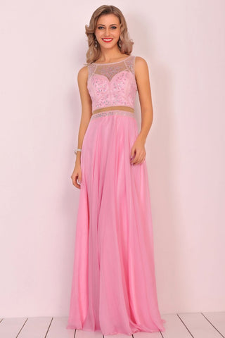 New Arrival Scoop Chiffon With Beading A Line Prom Dresses