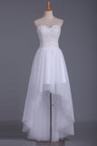 Asymmetrical Sweetheart Beaded Bodice Prom Dresses A Line Tulle