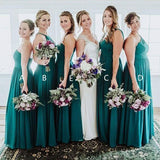 Elegant A Line Green Floor Length Bridesmaid Dresses, Long Prom SJS20460