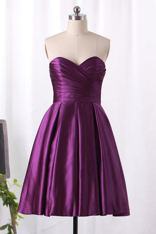 Bridesmaid Dress A Line Sweetheart Satin With Ruffles Short/Mini