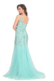 New Arrival V Neck Tulle With Applique And Beads Mermaid Prom Dresses