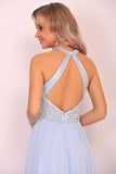 New Arrival Scoop Chiffon With Beading Prom Dresses Open Back