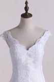 Wedding Dresses Off The Shoulder Tulle & Lace With Applique A Line