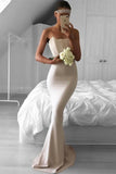 New Arrival Strapless Satin Sweep Train Mermaid Evening Dresses